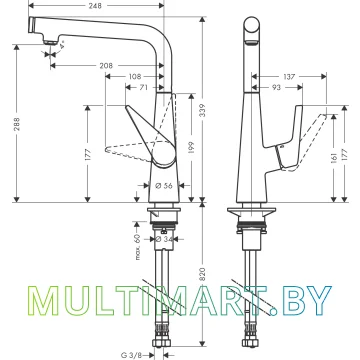 Смеситель Hansgrohe M512-H300 73854000 (хром) картинка 2